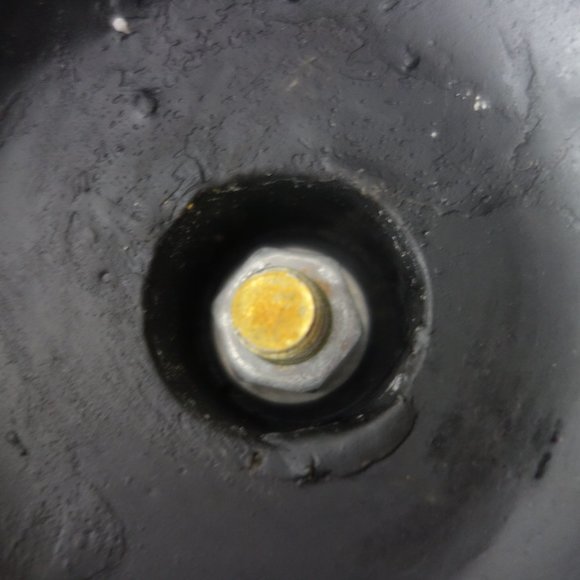 Amber Colored Glass Pedestal Bowl with Metal Base - Picture 11 of 13